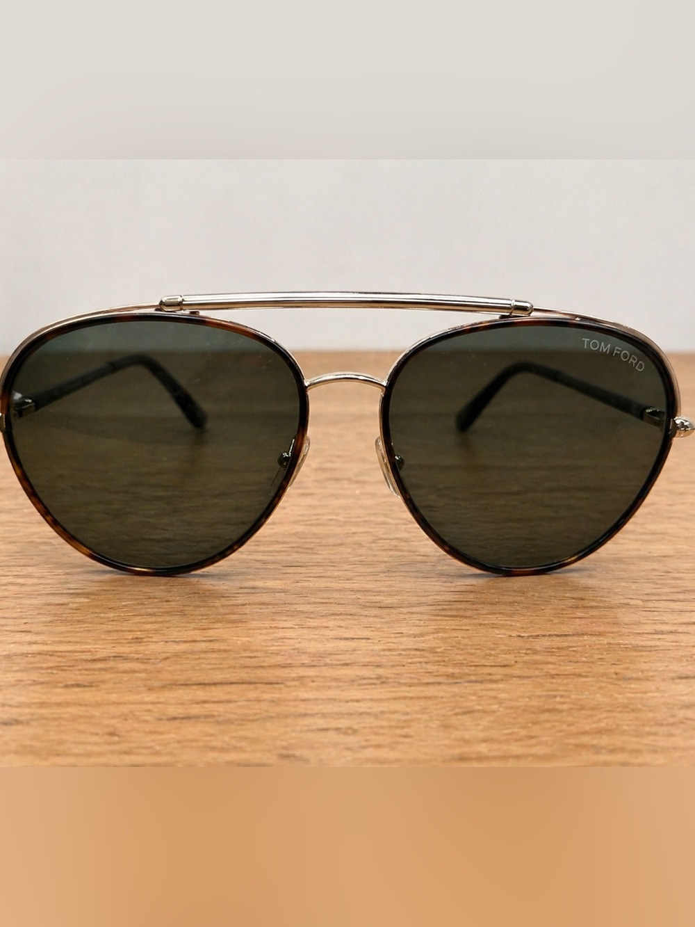 Tom Ford Curtis FT0748 Aviator Sunglasses Gold Tortoise Green Lens NEW $495